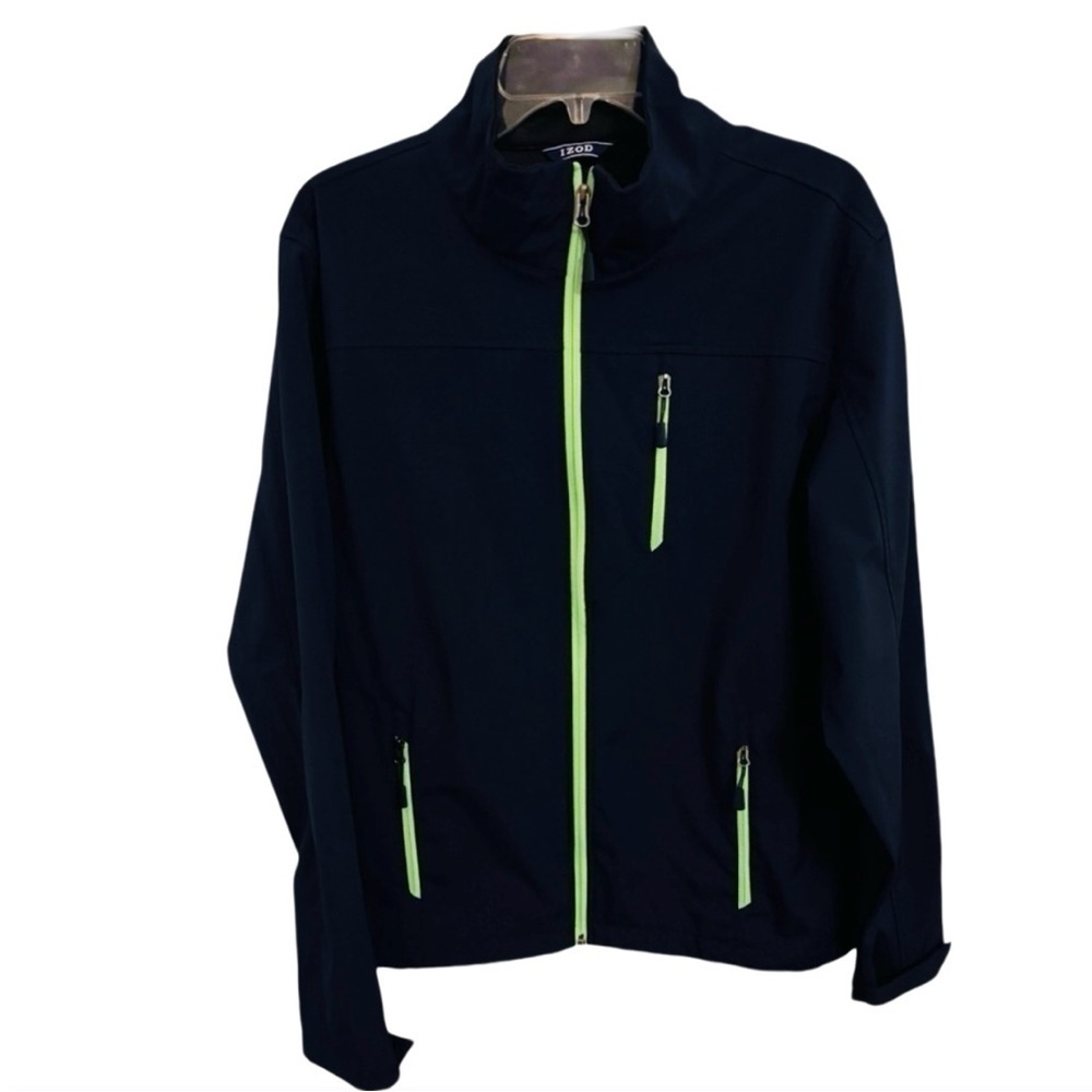 Izod Men's Full Zip Jacket Medium Neon Green - Picture 1 of 5